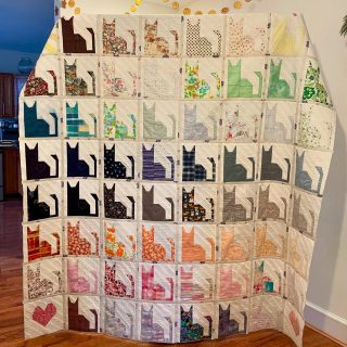 After I finished my MFA, my heart felt tired and heavy. I really needed a break from that body of work and realized that while I analyzed and spoke about quilts and family textiles a lot in my work, I had never made a “real” quilt. I decided to make this cat quilt as a fun, non-conceptual project to be a break, but also to participate in the traditions that my work comes from. 

Each cat uses a different fabric, all scraps from clothing or my studio. The backing and binding are made from vintage sheets.

I’ve been working on this quilt off-and-on for over a year now and I’m so glad I was finally able to give it to my sister recently ❤️ quilts are family. 

Sorry I mostly took pictures with the binding off. I promise my binding looks nice. 😅

#scrappyquilt #catquilt #quiltsarefamily #sustainablequilting